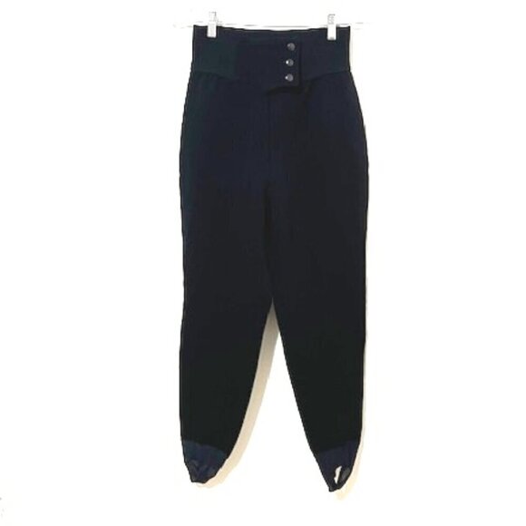 Tyrolia Vintage Black Stretch Stirrup Ski Snowboard Pants Women’s Size 12 Reg - Picture 1 of 7